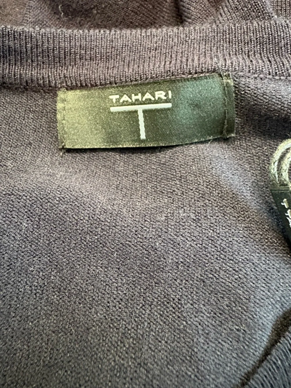 Tahari Navy Button-Front Cardigan